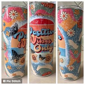 Positive vibes skinny tumbler
